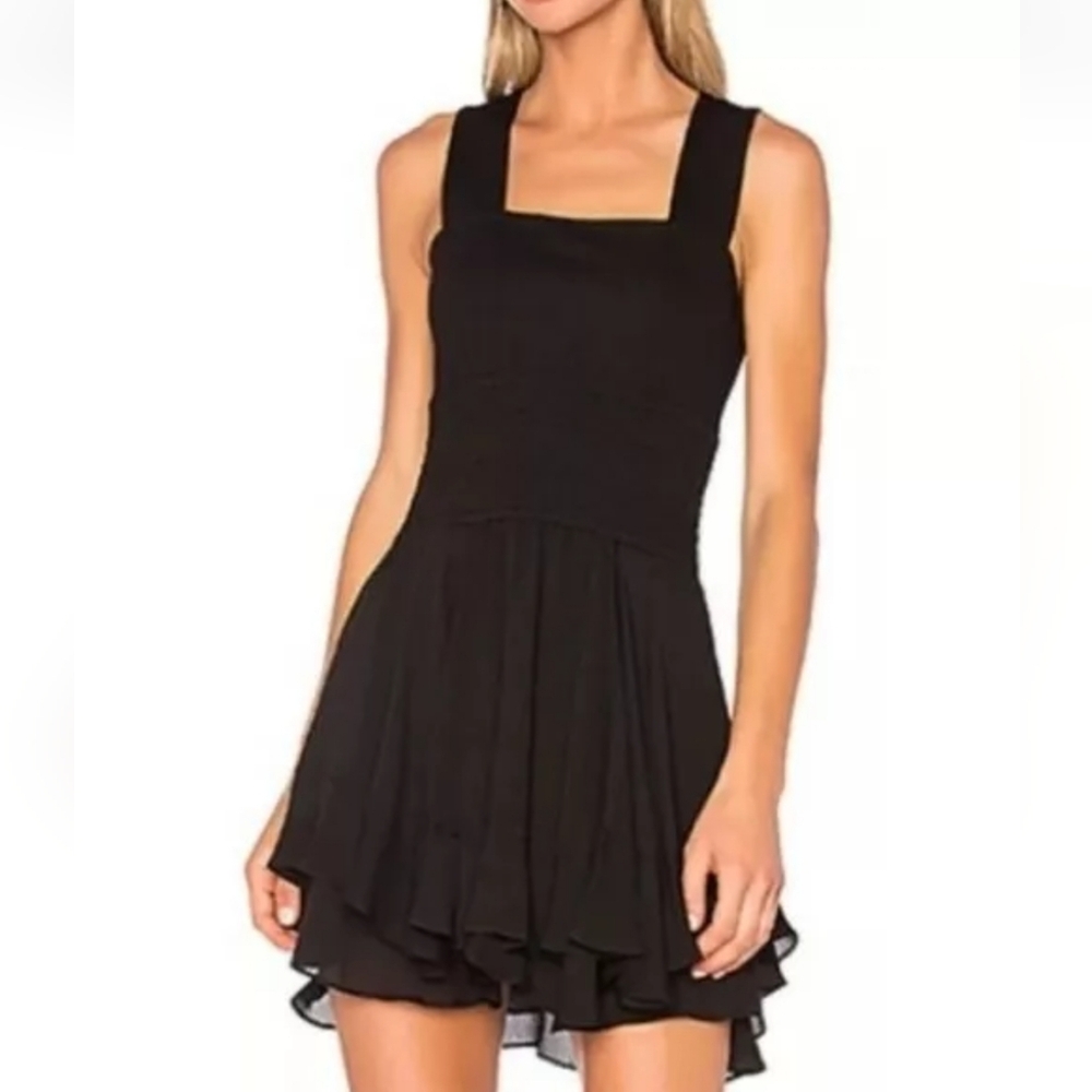 A.L.C. Black Dress Sleeveless Square Neck Silk Layered Dress| Size 4 | Like New